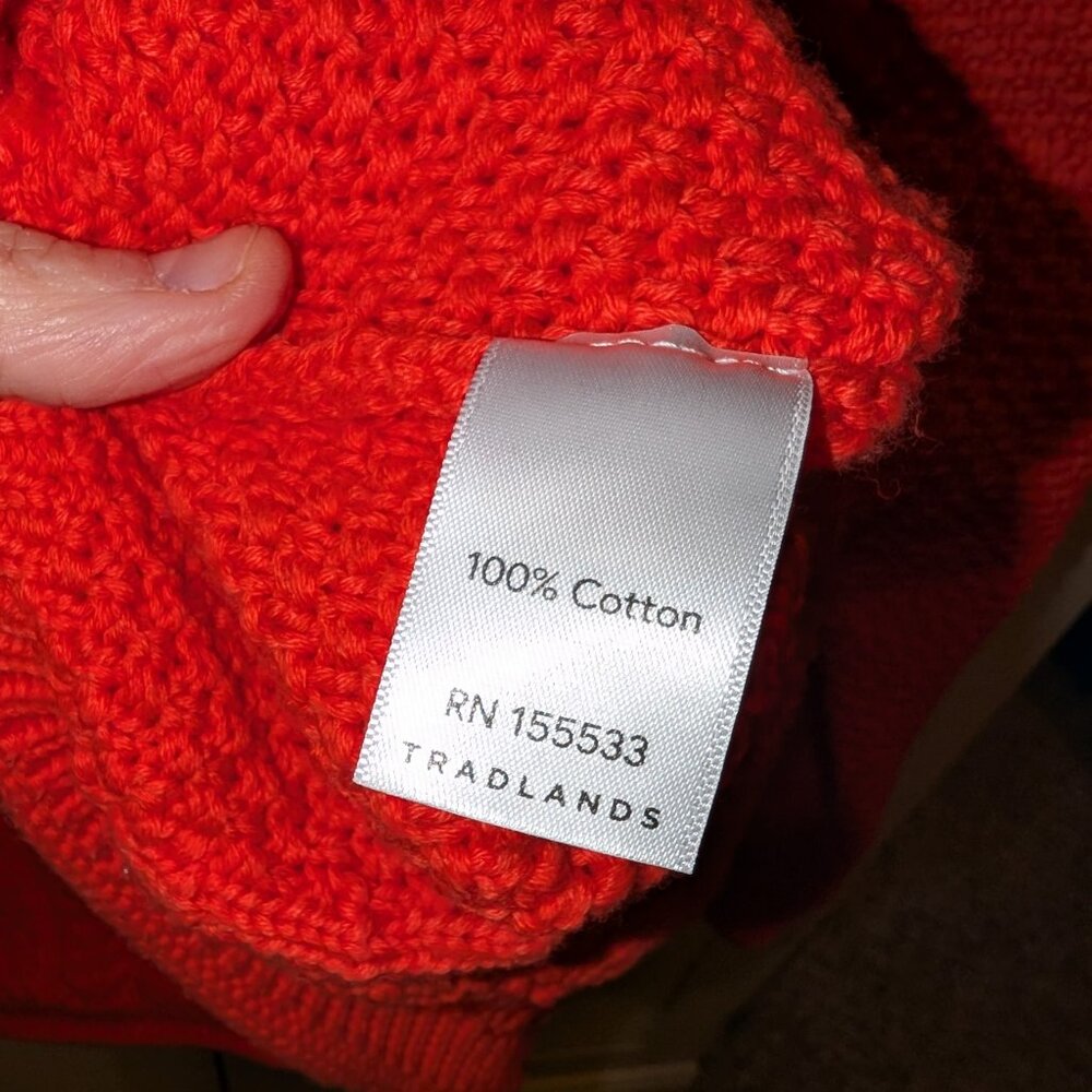 Tradlands Modern Fisher Cotton Sweater Small - Flame (Red/Orange) - Picture 5 of 6